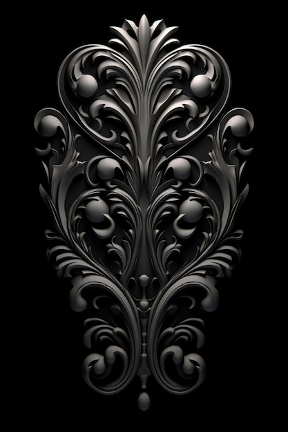 a close up of a decorative design on a black background generative ai