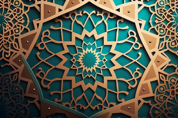 A close up of a decorative design on a blue background generative ai