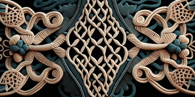 Close up of decorative design made woven material generative ai