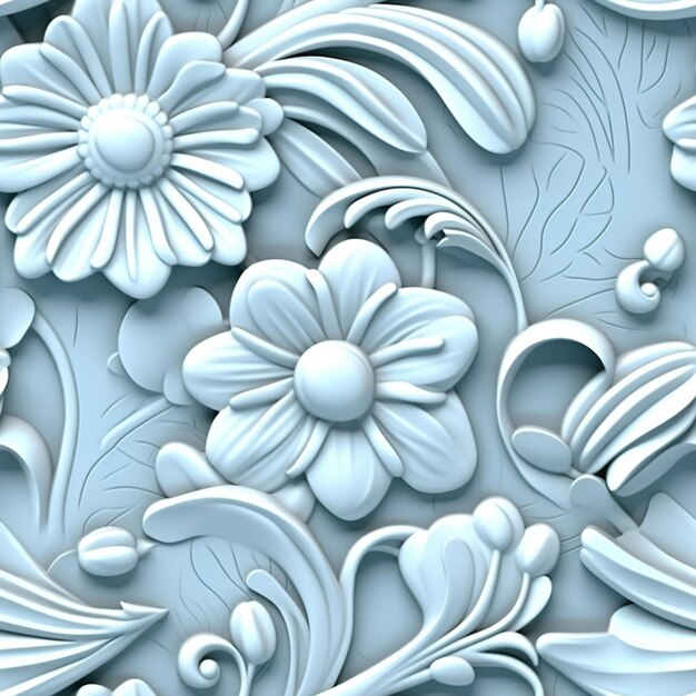 A close up of a decorative wall with flowers and leaves generative ai