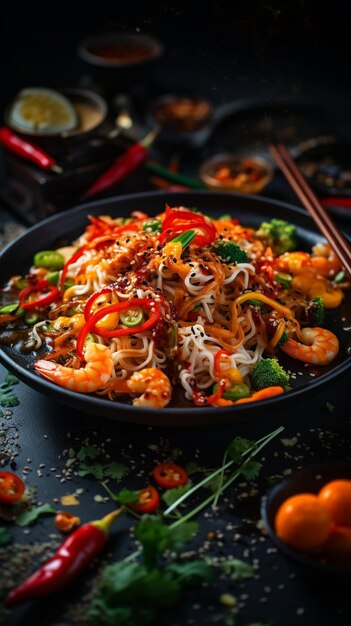 close up on delicious asian foods