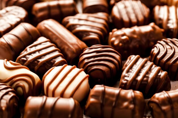 Close up of delicious chocolate pralines