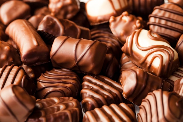 Close up of delicious chocolate pralines