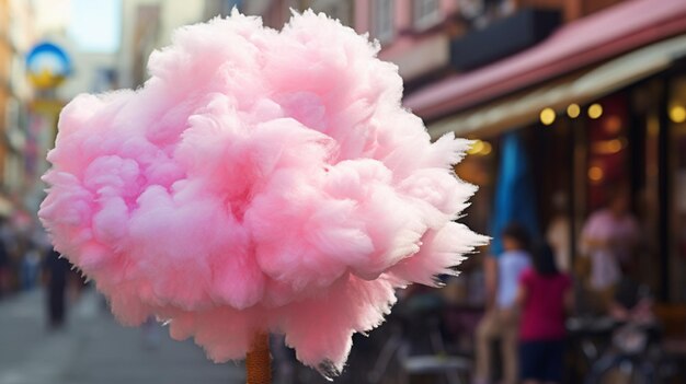 Foto un primo piano del delizioso cotone caramellato