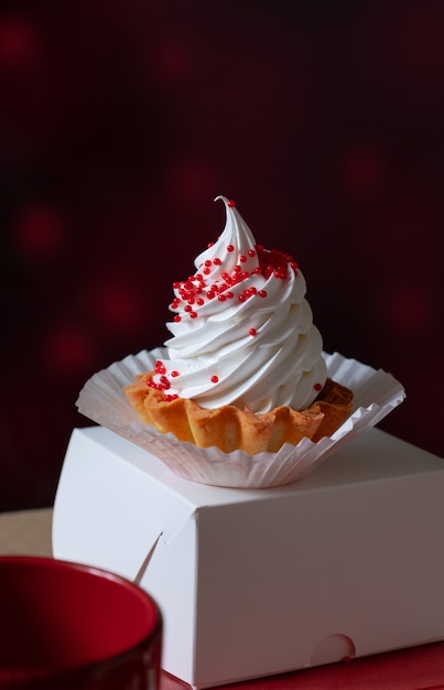 Close up of a delicious cupcake dessert