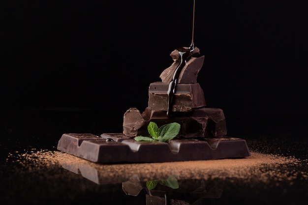 close up of delicious dark chocolate