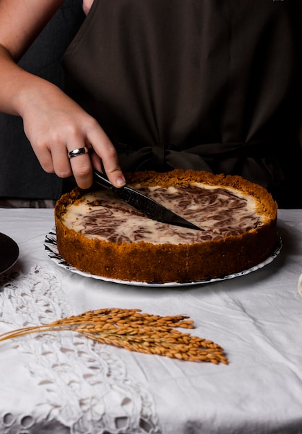 Primo piano di delizioso dessert