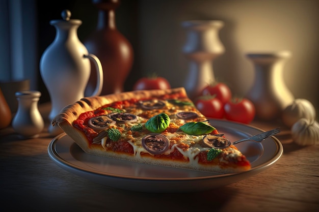 close up of delicious fresh pizza on the table