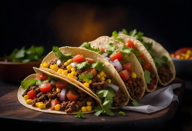 Photo close up on delicious tacos
