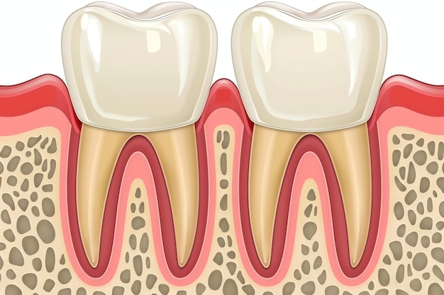 Photo close up of a dental tooth implant or healthy human teeth white enamel and dental implants surgery