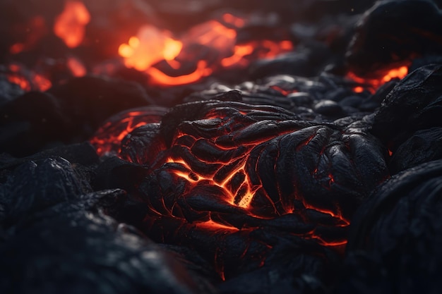 Close up depth of field lava texture AI generated