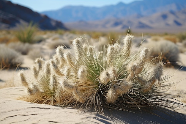 Foto un primo piano di un deserto con piante di cactus e rocce