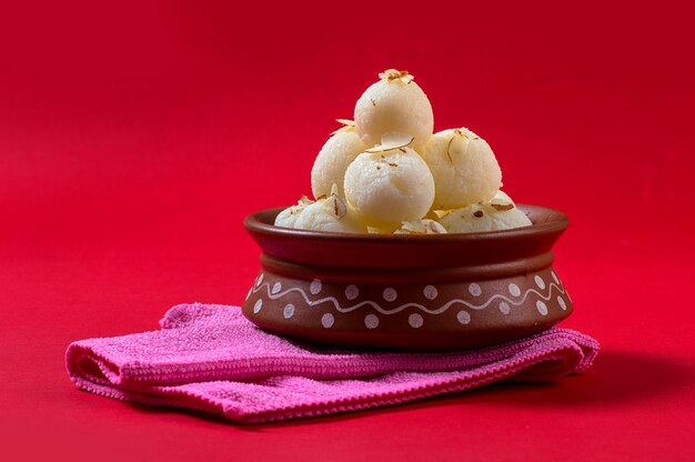 Close-up of dessert against red background