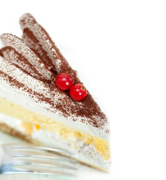 Close-up of dessert against white background