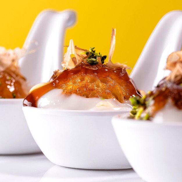 Close-up of dessert in bowls on table