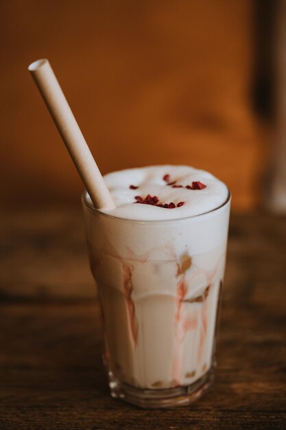 Close-up of dessert drink on table