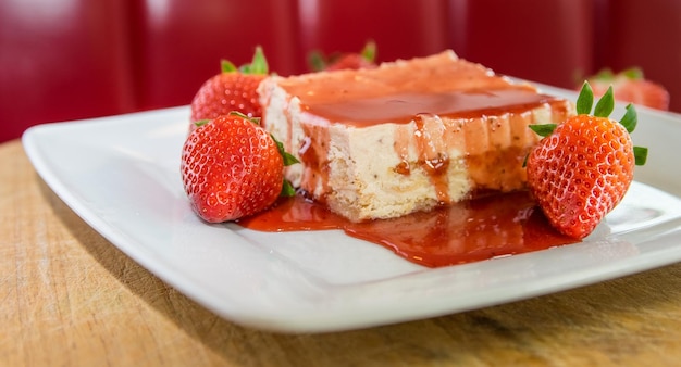 Close-up of dessert in plate on table