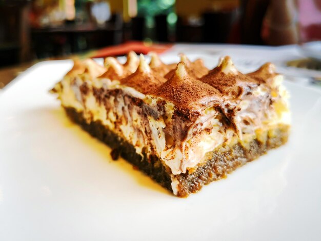 Close-up of dessert in plate on table