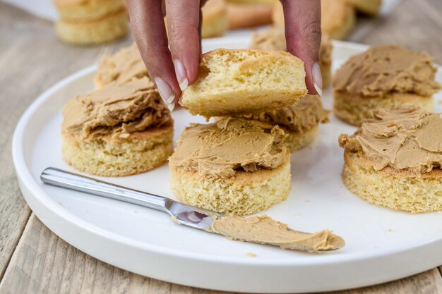 Close-up of dessert in plate on table