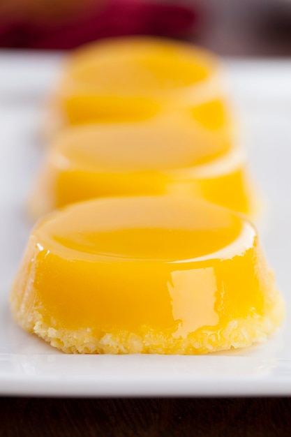 Close-up of dessert in plate on table