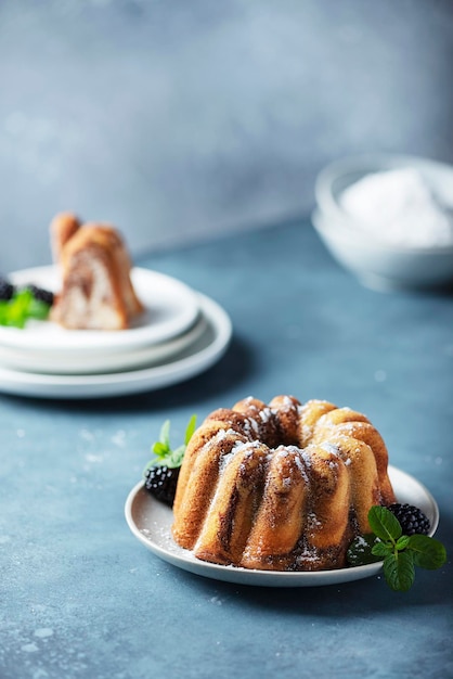 Close-up of dessert in plate on table