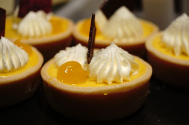 Close-up of dessert on table