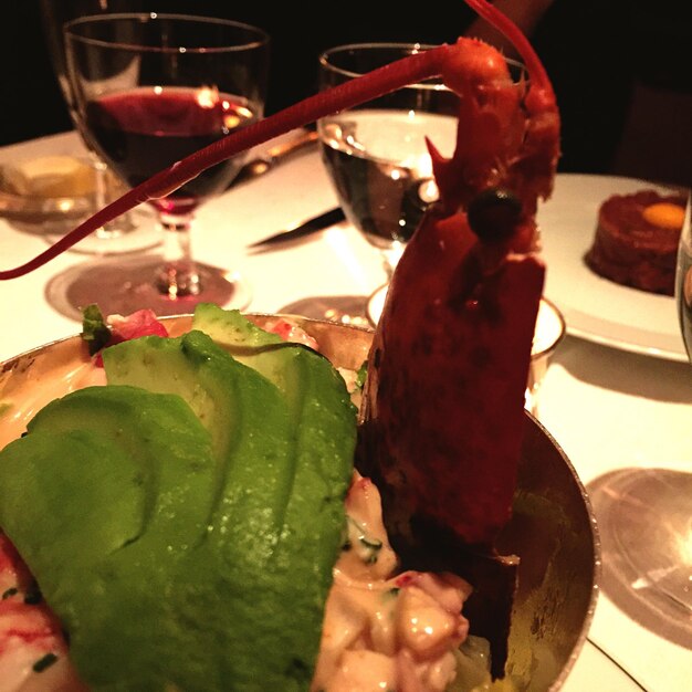 Close-up of dessert on table