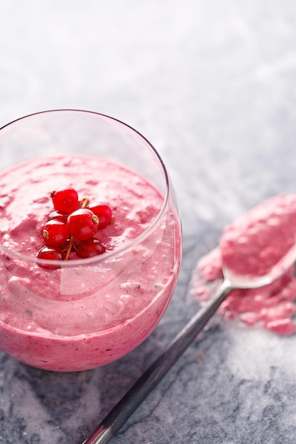 Close-up of dessert with red berries