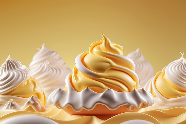 A close up of a dessert with whipped cream generative AI