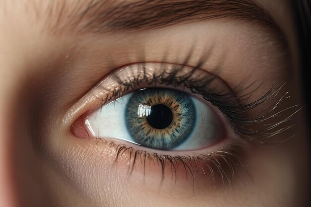 Close up detail beautiful female eye macro Fashion makeup Generative AI