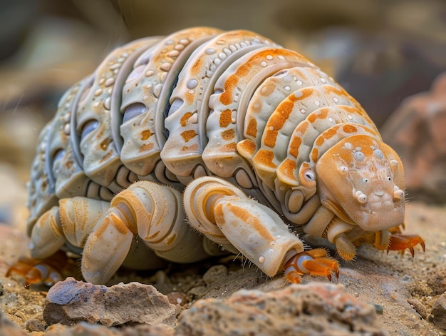 Photo close up detailed image of an armadillidium vulgare common pill bug or roly poly in natural