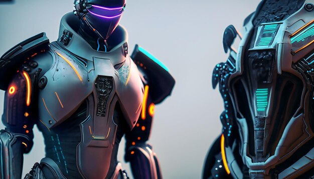 Close up of detailed scifi suit futuristic render