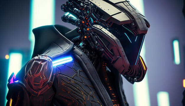 Close up of detailed scifi suit futuristic render