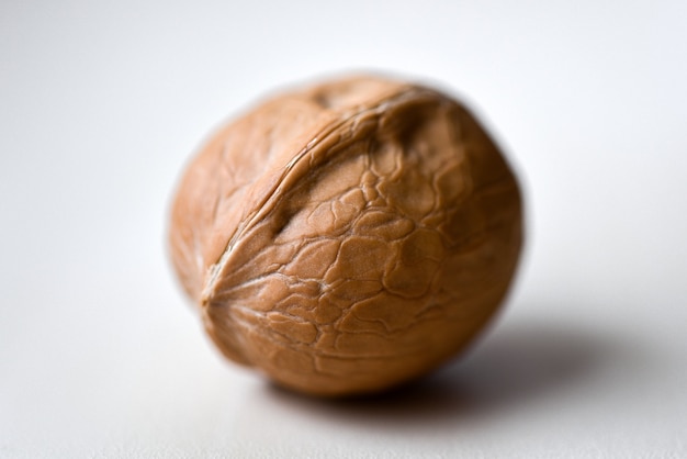 Close up on details of large walnut isolated