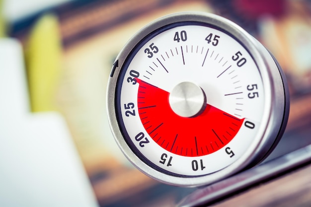 Photo close-up of dial on table