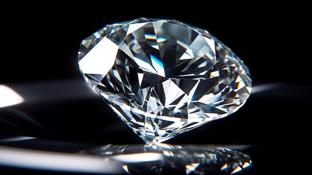 A close up of a diamond on a black surface generative ai