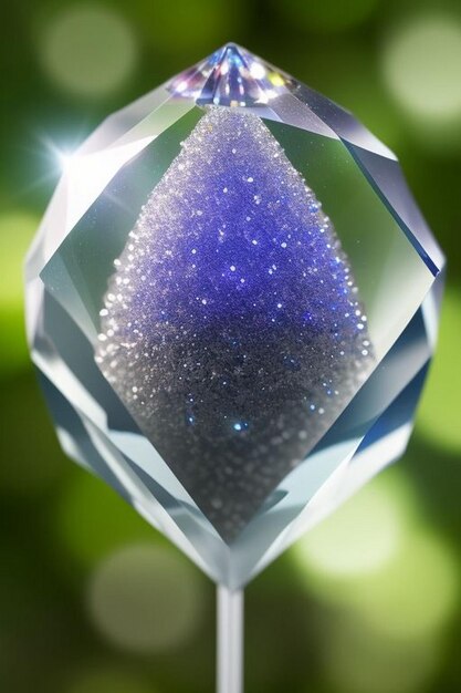 Photo close up of a diamond on a refreshing wet and modern surface