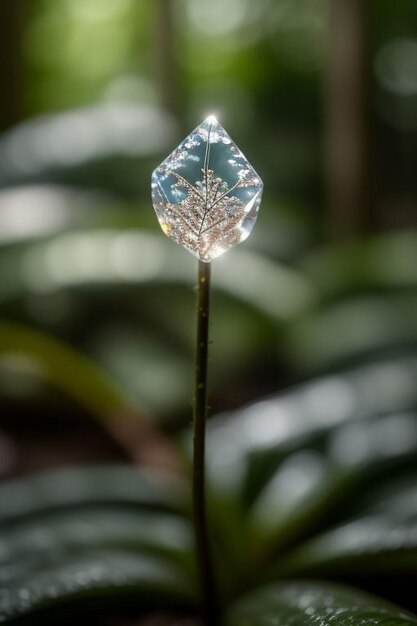 Close up of a diamond on a refreshing wet and modern surface