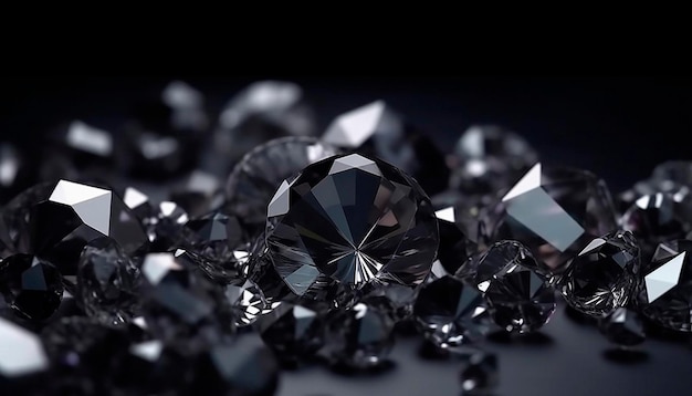 A close up of diamonds on a black background