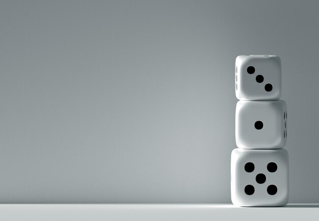 Photo close-up of dice on table against white background