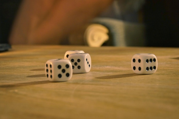 Close-up of dice on table
