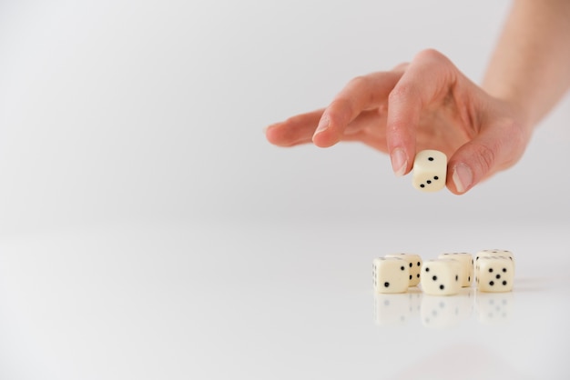 Photo close-up dices on white background