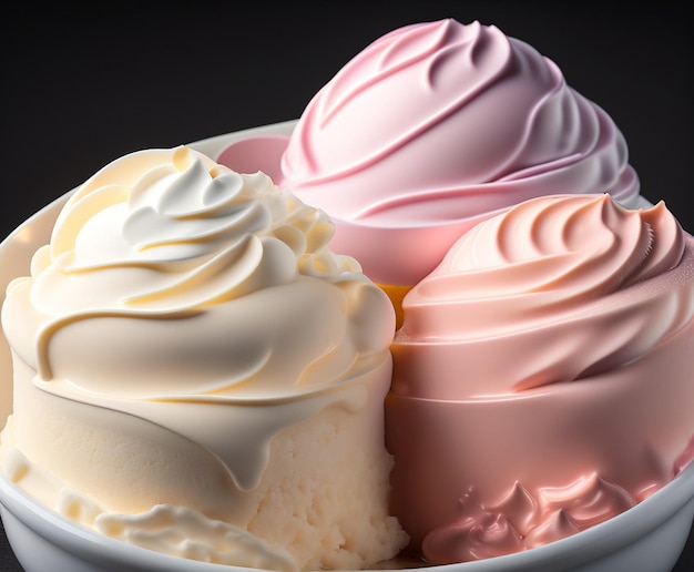 Close up of different taste ice cream in a bowl AIGenerated