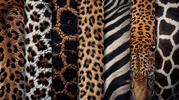 Photo close up of different types of animal skin great for texture backgrounds