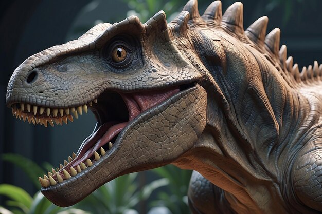 Photo a close up of a dinosaur with a very sharp teeth generative ai