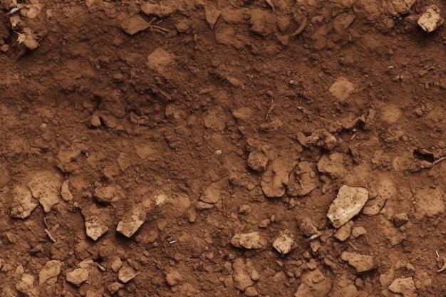 A close up of a dirt ground with rocks and dirt generative ai