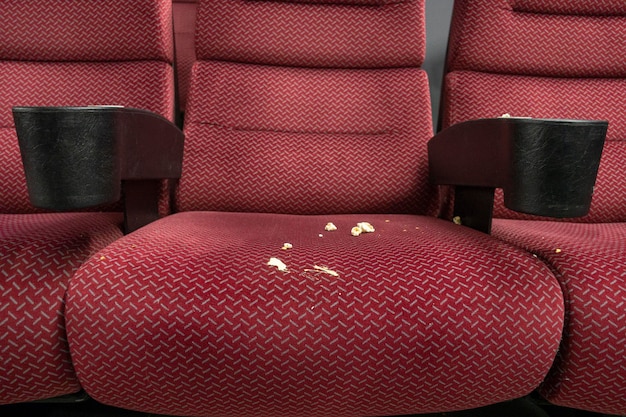 Photo close-up of dirty seat in theater