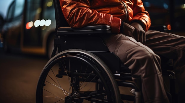 車椅子に乗った障害者の接写