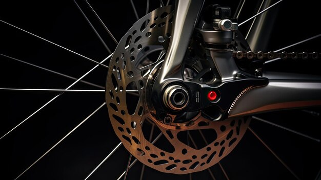 Photo a close up of a disc brake on a bicycle