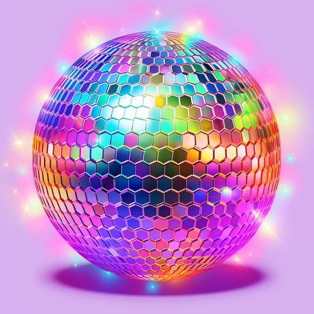 a close up of a disco ball with a lot of lights generative ai